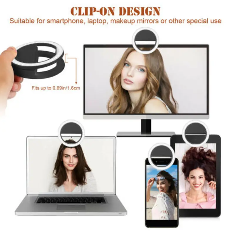 Кольцевая Светодиодная лампа для селфи 36 светодиодов портативная мини камера с