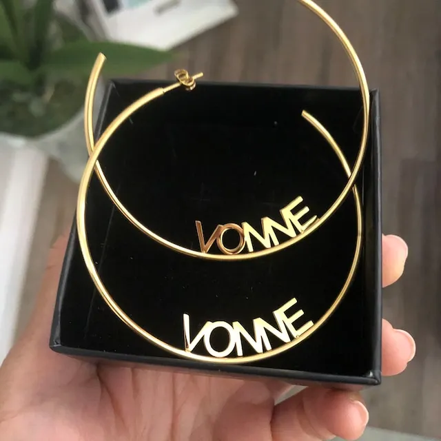 Lateefah 2021 Custom Name Earrings Personality Earring Jewelry Stainless Steel Earrings Big Hoop Women Earrings