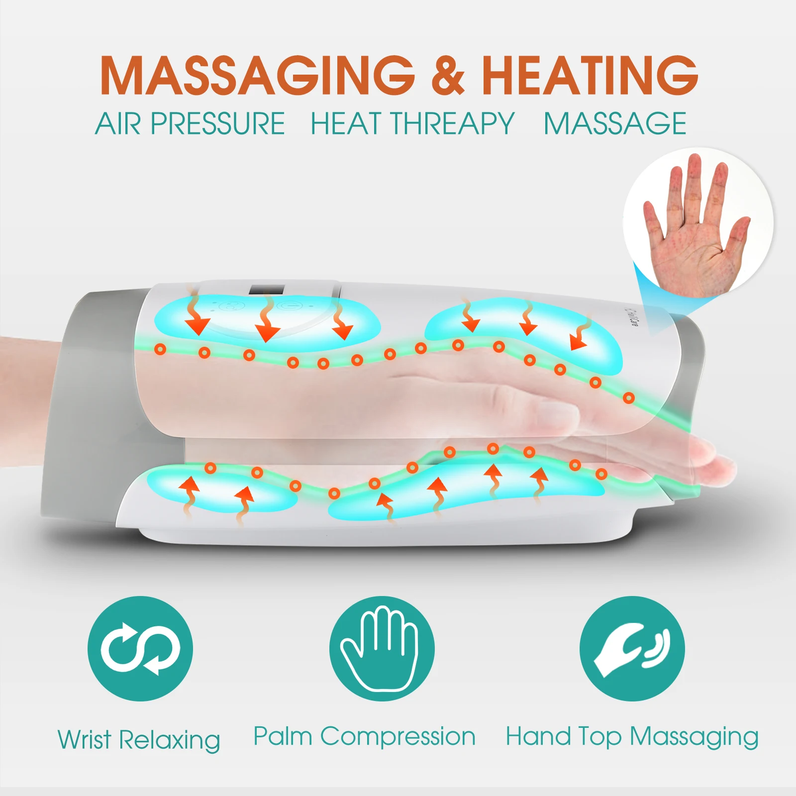 Satılık Elektrikli El Masajı Cihazı ısı Hava Sıkıştırma Palmiye Masajı Güzellik Parmak Bilek Spa Relax Ağrı Kesici El Bakımı En İyi Hediye