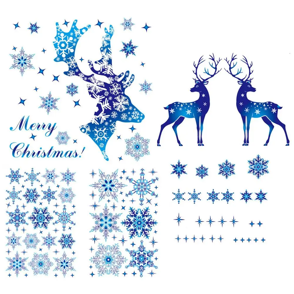 

Christmas Elk Snowflake Sticker Decoration Glass Window Kids Room Christmas Wall Stickers Home Decals Decoration Navidad 2022