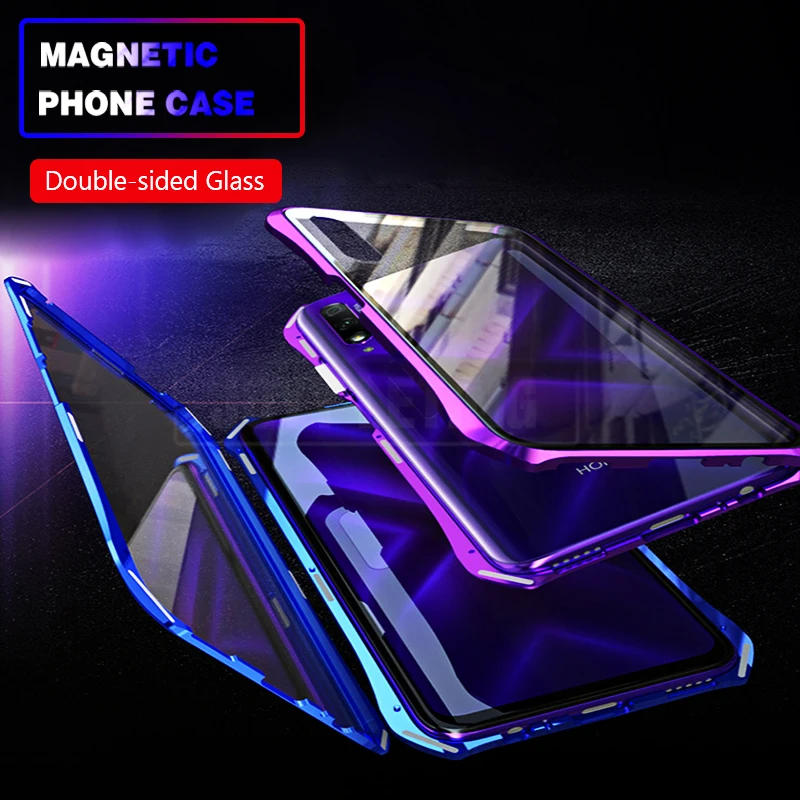 360 полный охват тела Магнитный чехол для huawei honor 9x Pro металлический бумбер Крышка
