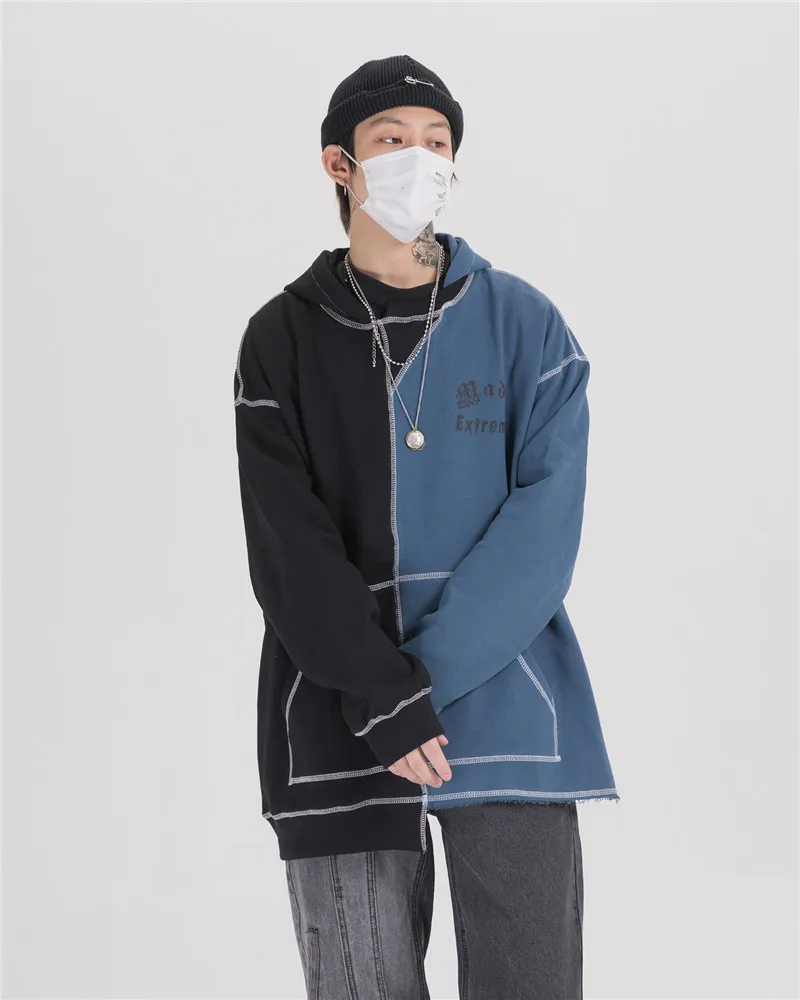 Мужские хип-хоп Лоскутные пуловеры с капюшоном модный дизайн уличная одежда