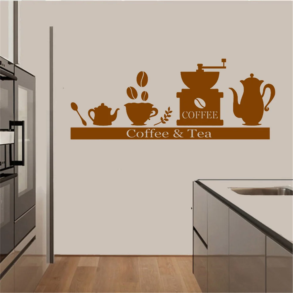 Виниловые наклейки на стену для кофе-машины чая подстаканника полки кухни