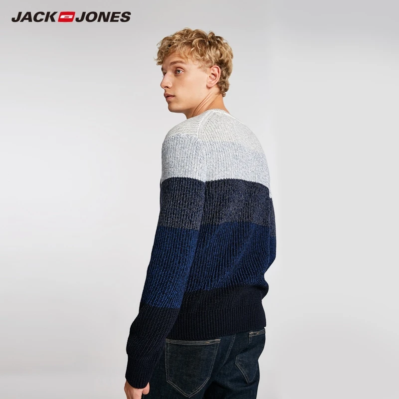 Мужской базовый свитер JackJones цветной с круглым вырезом и прострочкой 218425504 |