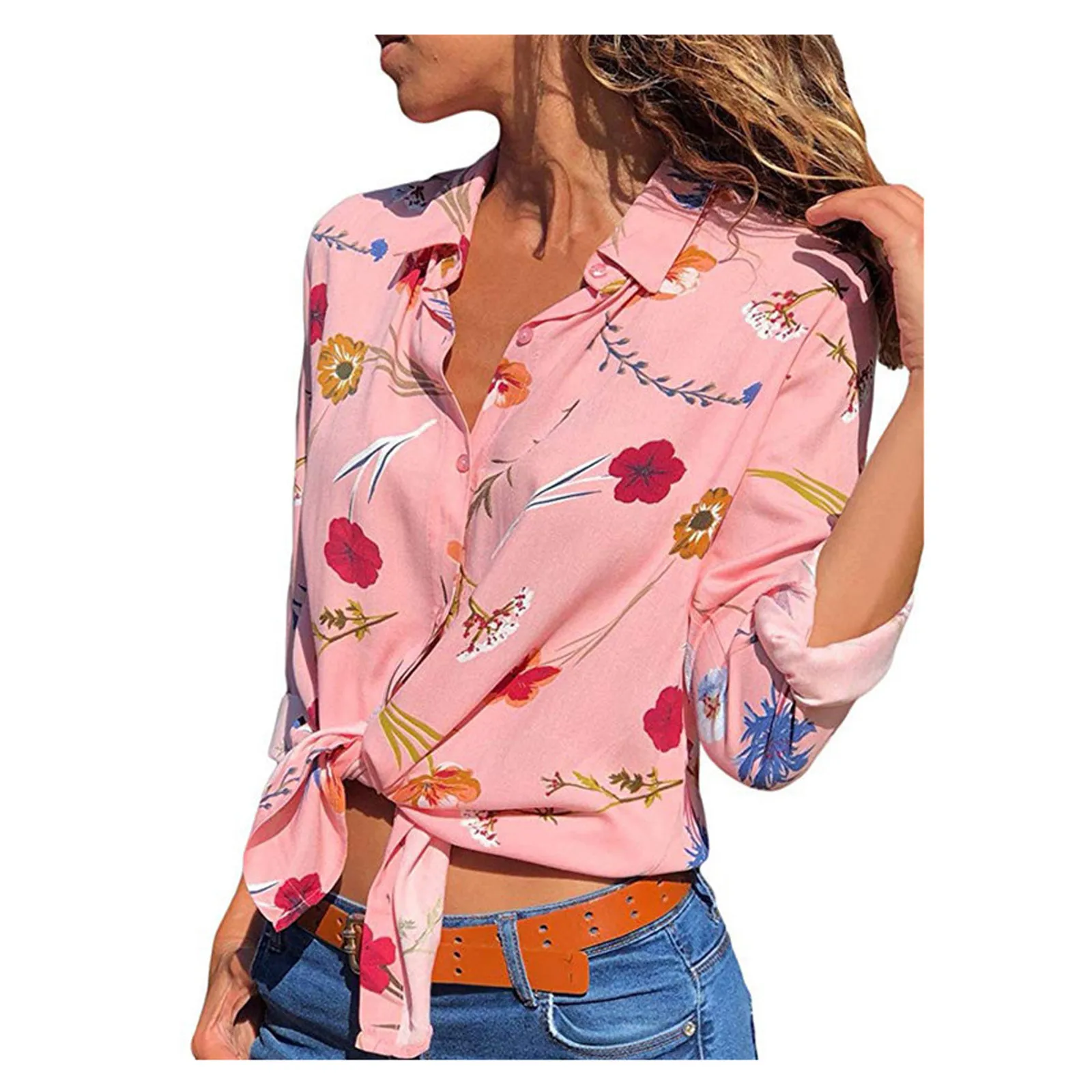 

Flower Printed Blouse Womens Tops And Blouses Women Long Sleeve Shirt Chiffon Button Breathable Blouse Blusas Mujer De Moda 2021