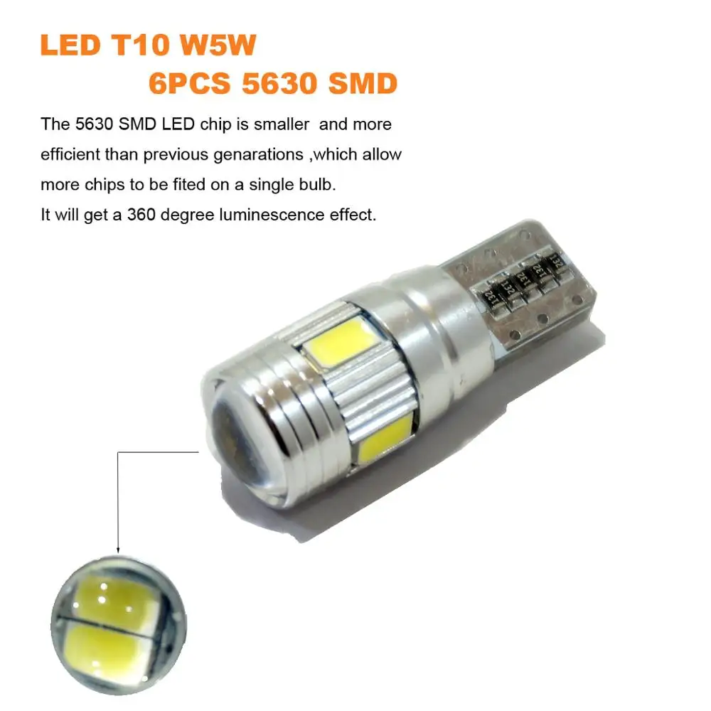 Светодиодный Canbus T10 W5W 4 шт. без ошибок для SAMSUNG 5630 SMD VW Golf 5 6 Polo Jetta Bora Passat 3C CC B7 Tiguan BMW