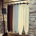 Осенне-зимние модные темпераментные Новые плотные вязаные шаровары, женские свободные повседневные свитеры, однотонные брюки с завязкой