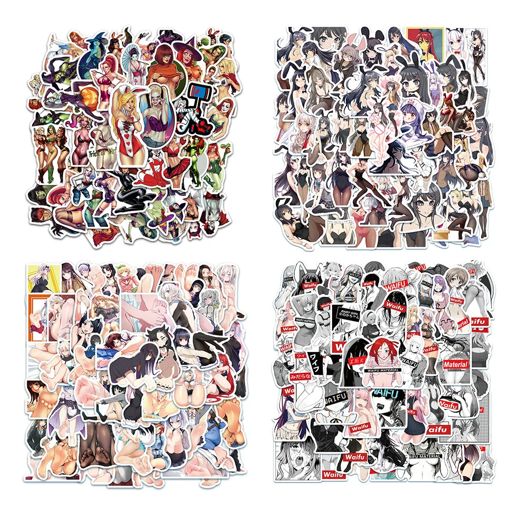 50 шт. аниме сексуальные стикеры Pinup Bunny Girl Waifu наклейки для чемодана ноутбука