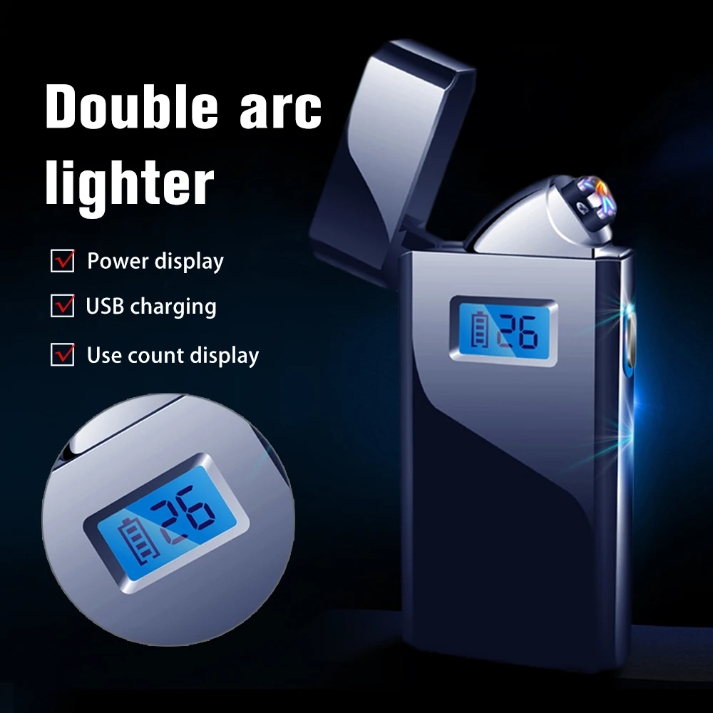 

Зажигалка плазменная металлическая, с двойной дугой, ветрозащитная, перезаряжаемая, USB