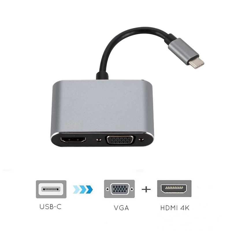 

Usb C To Hdmi 4K Vga Adapter Usb 3.1 Type C Usb-C To Vga Hdmi Video Converters Adaptor For 2017 New Pro/Chromebook Pix