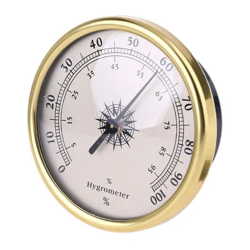 

72mm Round Gold Hygrometer Humidity Meter Gauge Ring Surface - No battery needed 35ED
