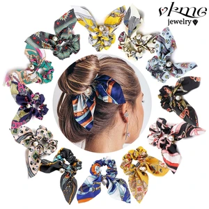 Резинка для волос с бантом женская, модная эластичная лента с большим бантом, милые аксессуары для волос в цветочек