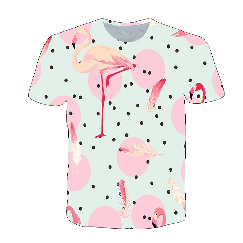 

Children's Clothing 3D Flamingo Printed Boys/Girls T-shirt Graffiti Casual Street Harajuku Tops Summer Teens Short Sleeve Tshirt