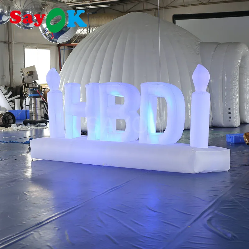Надувные светящиеся буквы HBD с 2 свечами для украшения дня рождения аренды