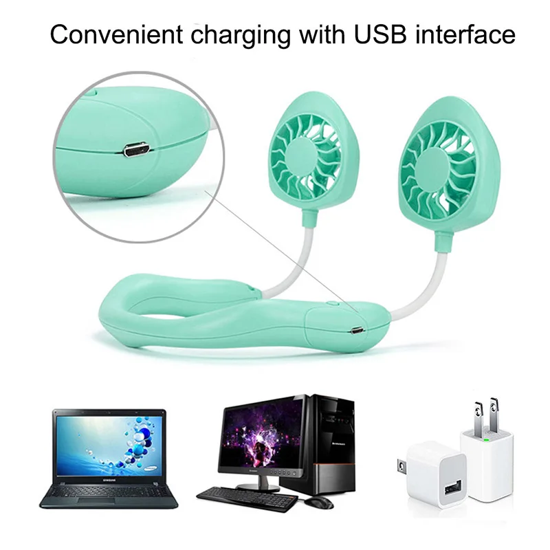 2020 шейный вентилятор USB портативный платок с перезаряжаемой батареей маленький