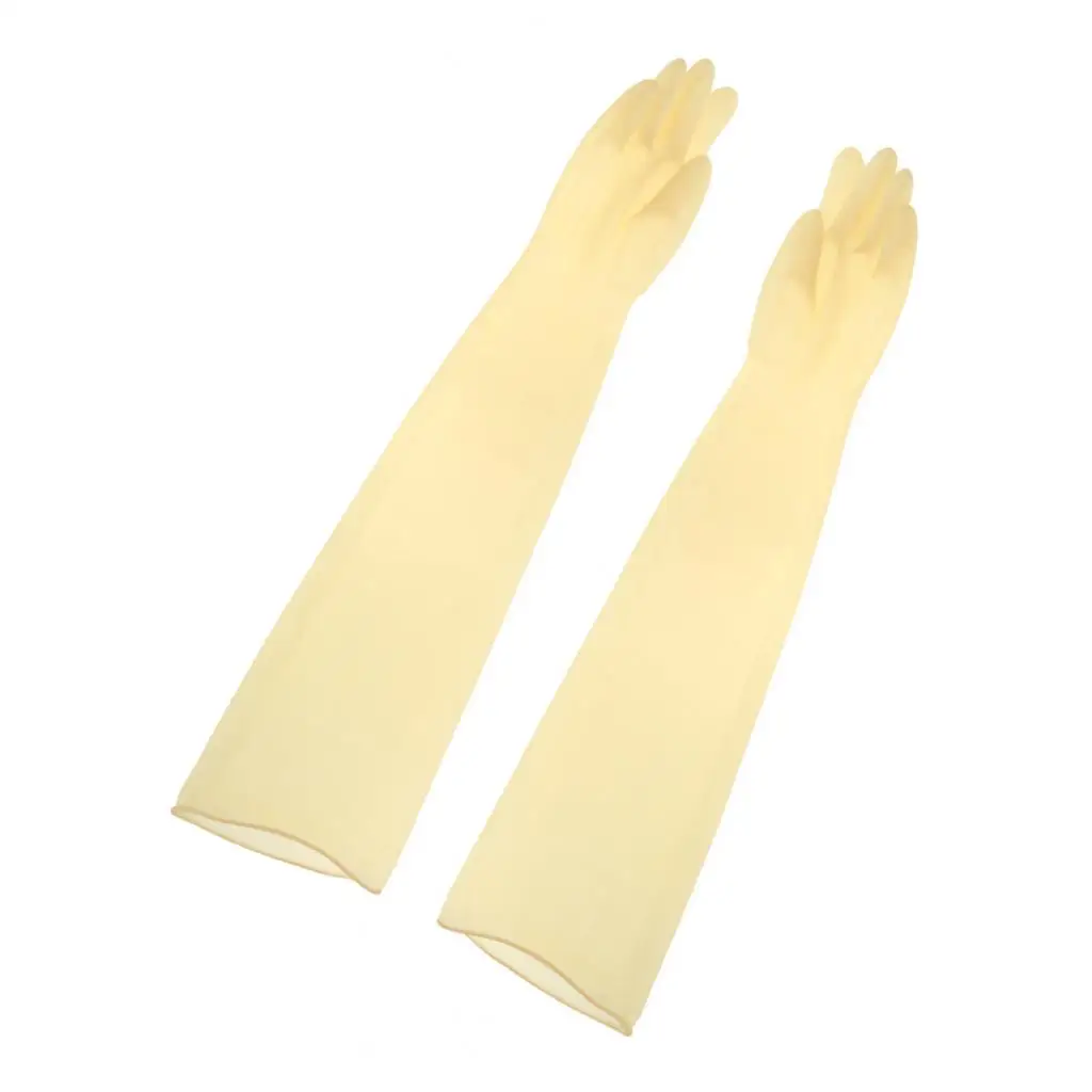 75cm Long Thicken Latex Rubber Work Gloves Safety Accs Anti-corrosion Yellow Anti Acid Alkali Gloves Industrial Rubber Gloves