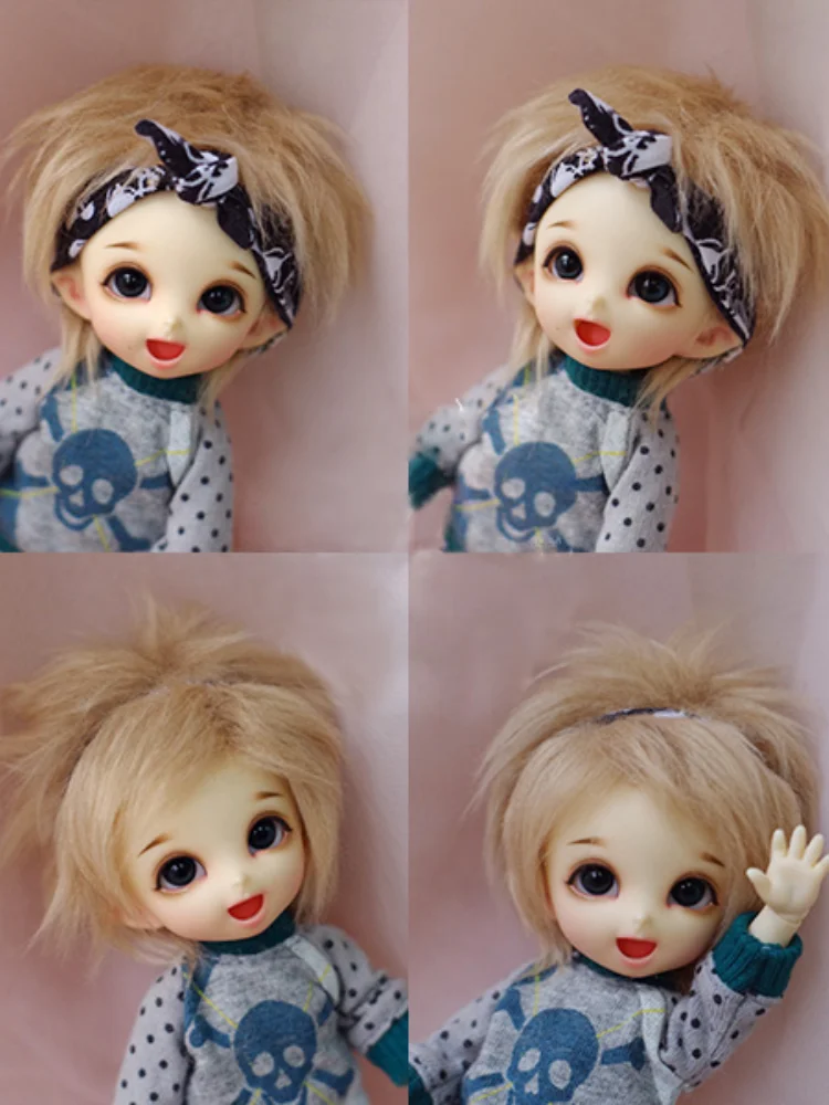 Фото Шарнирный парик для куклы 1/8 1/12 шарнирные flaxen короткие волосы меховые парики |
