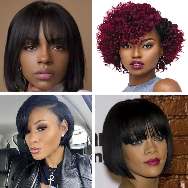 Парик с короткой стрижкой фея парик из прямых волос перуанские волосы Remy