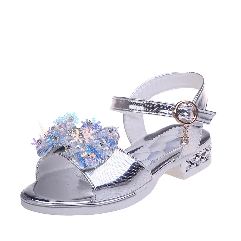 

Big Girl Princess Sequins Bow Heel Wedding Shoes Little Girls Kid Leather Sandals Child Summer Shoe 4 5 6 7 8 9 10 11 12 Years