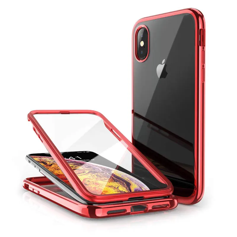For iPhone X Xs Case SUPCASE UB Electro Full-Body Clear Plated Glitter Slim Hybrid Cover with Built-in Screen Protector |