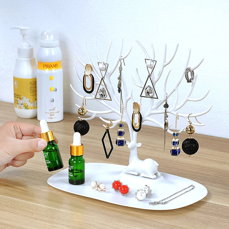 Олененок ювелирных изделий подставкой Дисплей лоток для дерева серьги держатель часы ожерелье кольцо