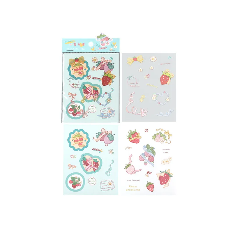 

3 Sheet/lot Cute Cartoon Strawberry Decorative pvc Stickers Scrapbooking Stick Label Diary Stationery Album Stickers Kids Gifts