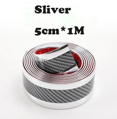 Silver 5cm X 1M Углеродное волокно резиновый порог 5D Защитная Автомобильная Наклейка для Toyota Corolla аксессуары e120 аксессуары для салона автомобиля - Название цвета: Silver 5cm X 1M