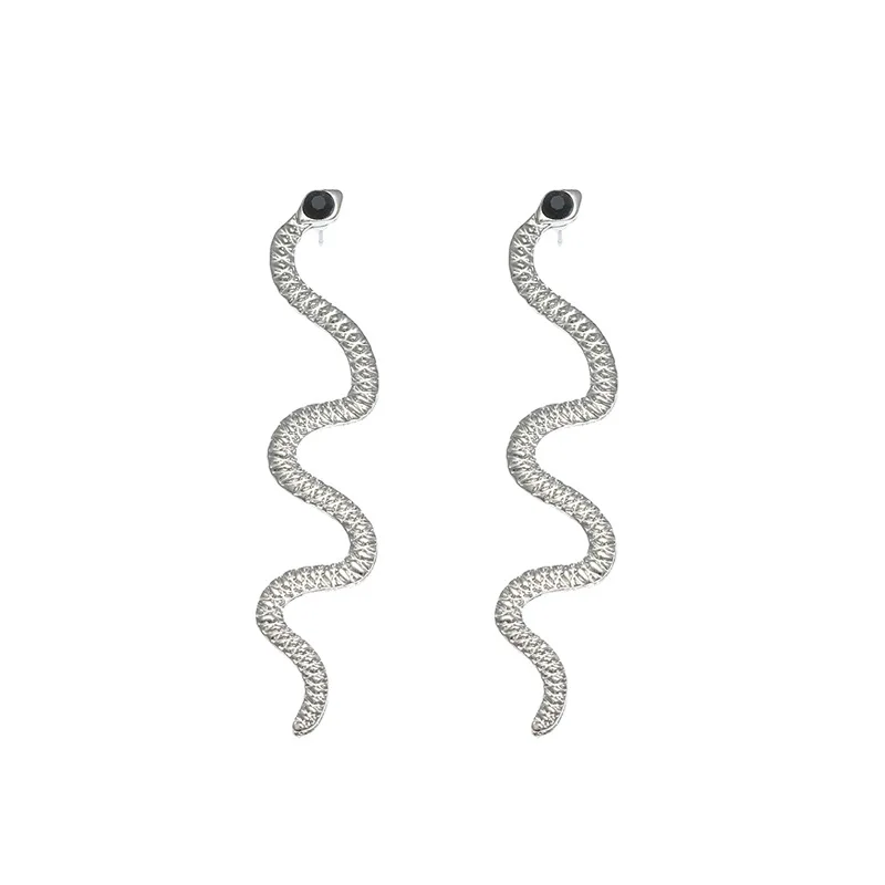 Women Europe Personality Distorted Snake Geometric Hip-Hop Earrings Female Exaggerated Serpentine Embossed Stud Earings Jewelry | Украшения