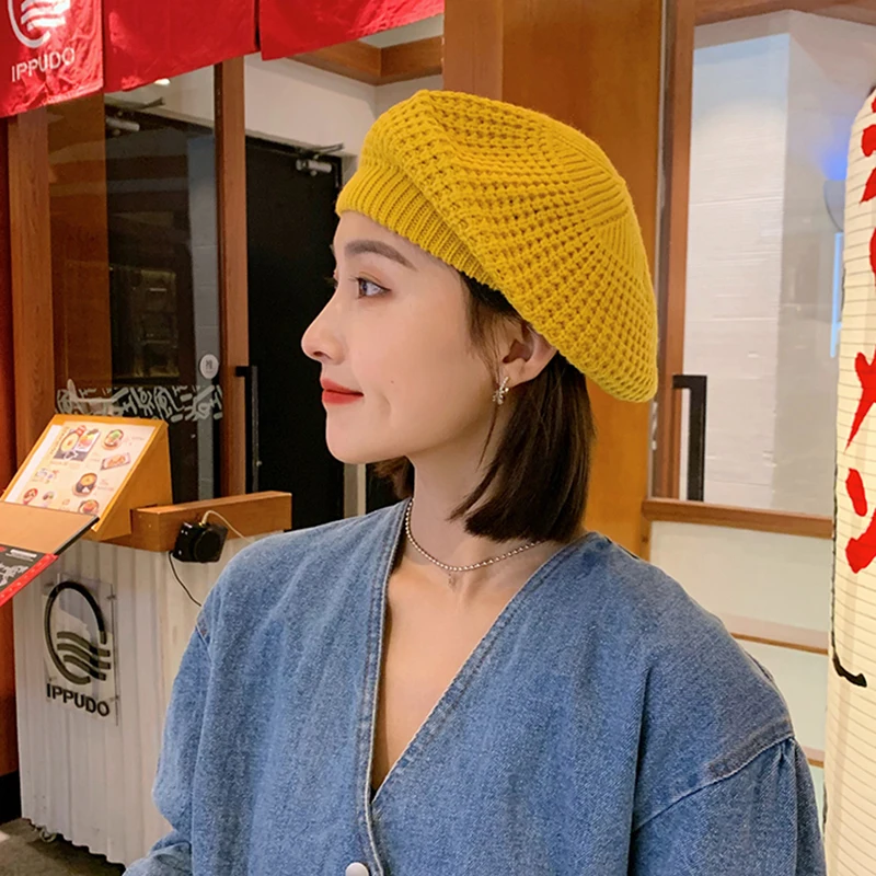 

Новый вязаный шерстяной берет, шапки, мягкая женская одежда, осень-зима, британская ретро универсальная модная шапка художника со звездами ...