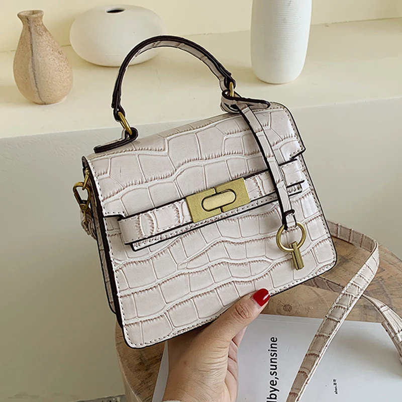 Новинка 2020 кожаные сумки через плечо с узором для женщин модные однотонные на