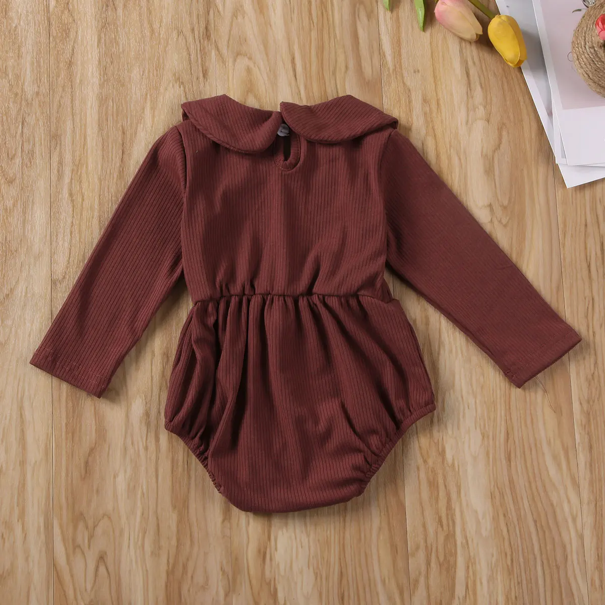 Комбинезон с оборками для новорожденных девочек 0-24 месяцев Мягкий Вязаный