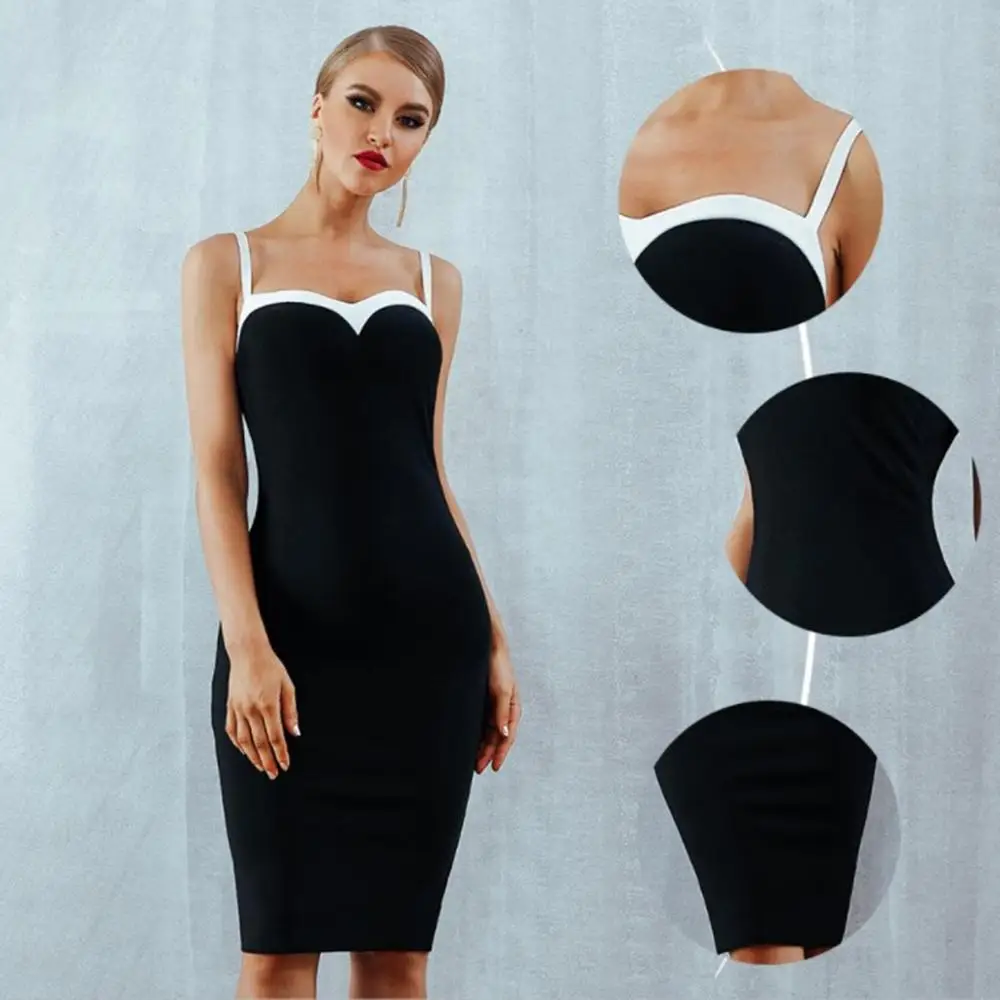 Сексуальное облегающее Бандажное платье 2020 новые летние без бретелек черно