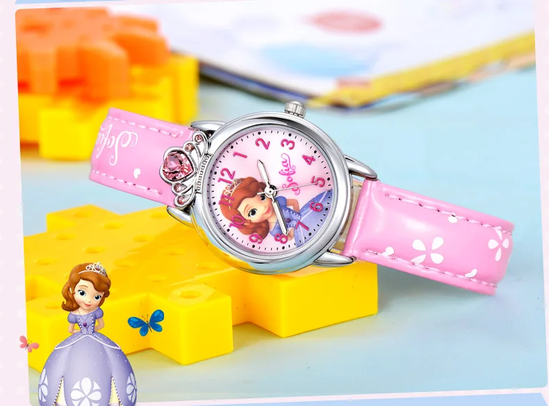 Disney Sophia Princess Кварцевые водонепроницаемые детские часы для девочек прекрасные часы