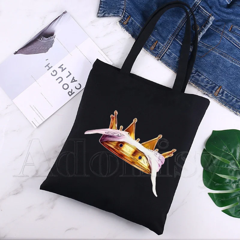 

Tupac Shopping Bag Print Original Design White Unisex Fashion Travel Canvas Bags Black