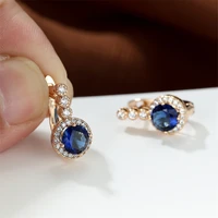 eparbers charming round cut blue zircon crystal gold color clip earrings promise engagement jewelry wedding earrings for women