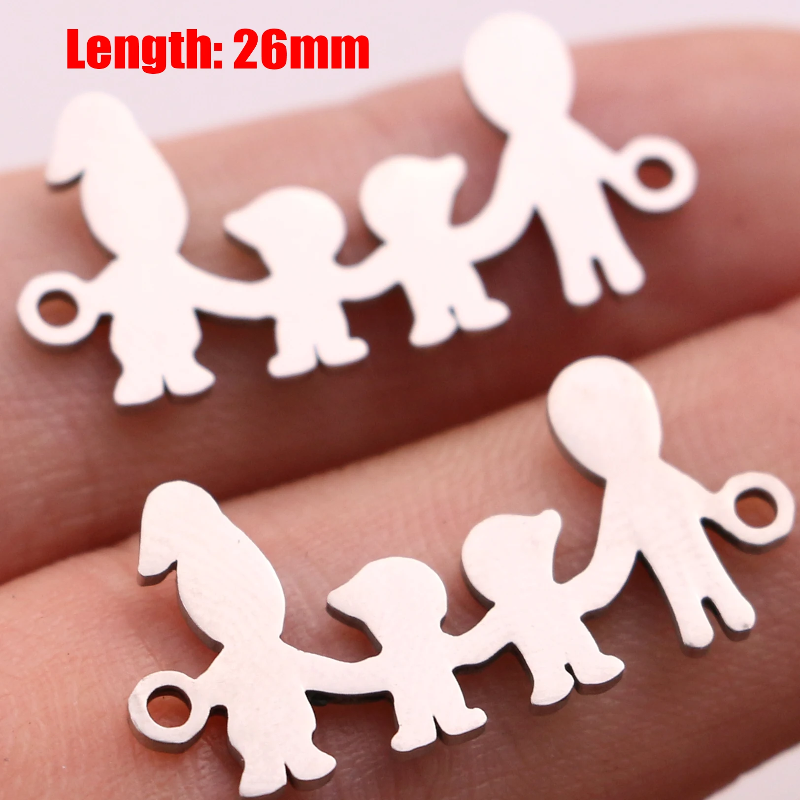 5pcs Family Chain Stainless Steel Pendant Necklace Parents and Children Necklaces Gold/steel Jewelry Gift for Mom Dad New Twice - Цвет: Steel 36