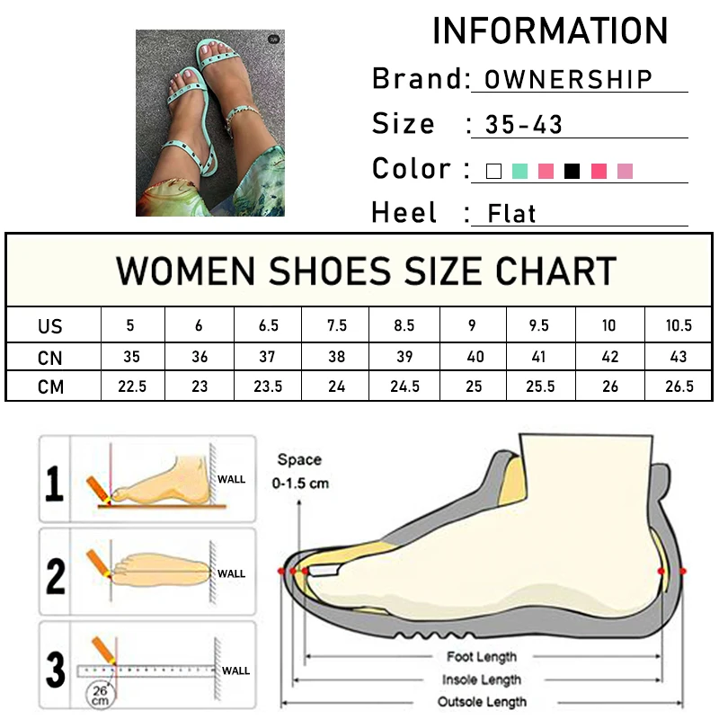 

Women Rivet 2021 Sandals Woman Summer Casual Ankle Straps Flats Ladies Open Toe Slides Female Comfortable Beach Shoes Plus Size