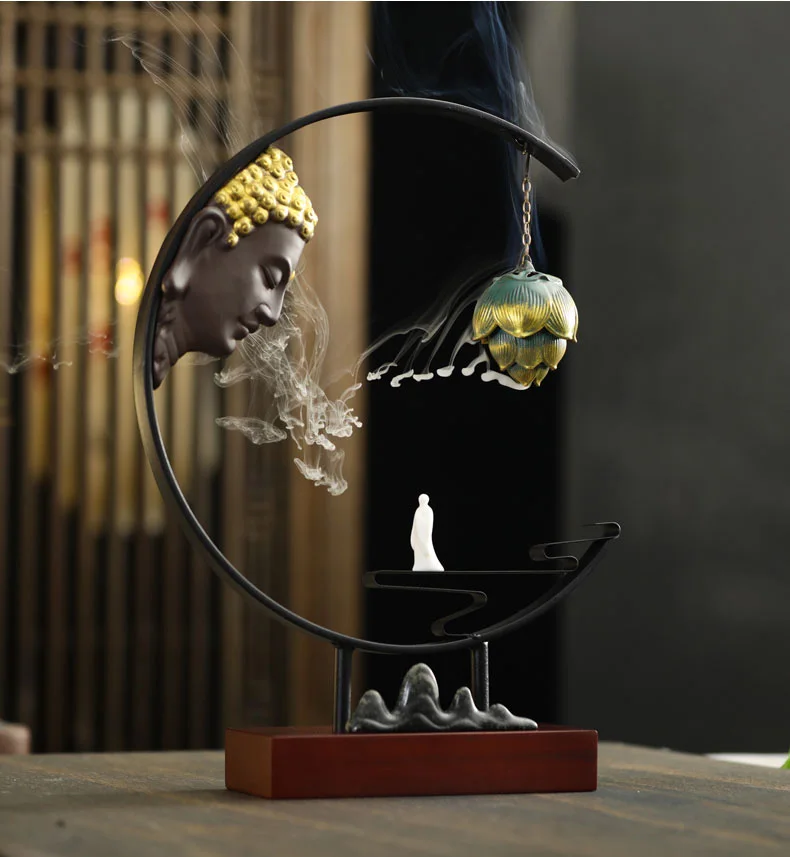 Дым обратный Ладан горелки Керамика статуя Ароматические водопад Decoracion Центро