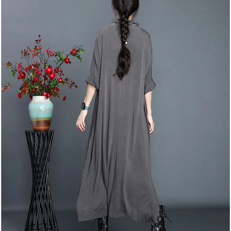 

IEQJ Half High Collar Bottom Wool Knit Dress Long Sleeve Solid Ankle Length Straight Style Women Long Casual 2021 Winter GD257
