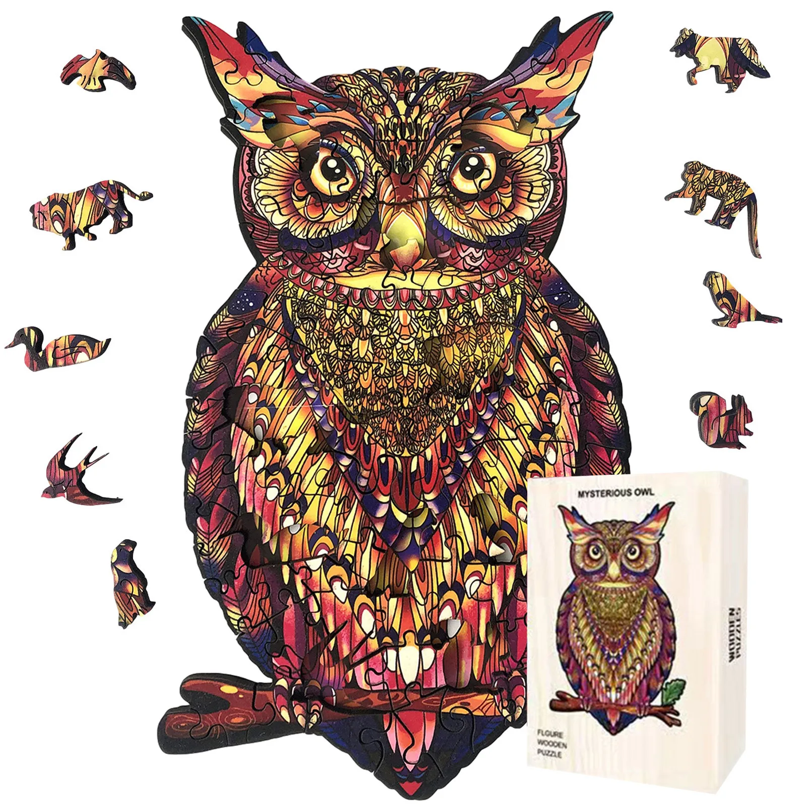 

Unique Wooden Jigsaw Puzzles Mysterious Owl Chameleon Puzzle Gift For Adults Kids Educational Puzzle Gift Interactive Games Toy