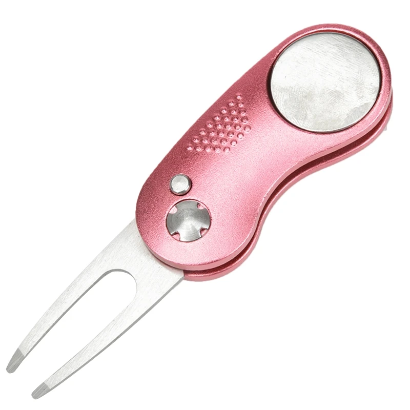 

Folding Golf Divot Repair Fork with Magnetic Button Pitch Groove Remover Cleaner Q1FF