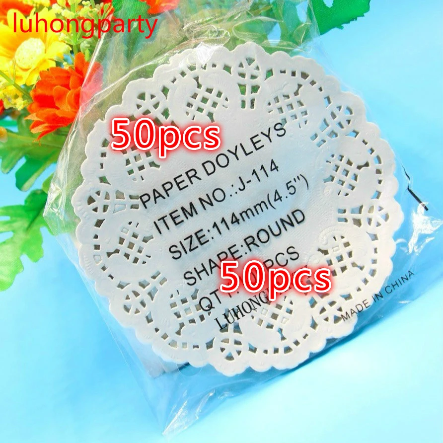 

50pcs 4.5inch Diameter 114mm White Round Paper Doyleys Pads Lace Mat Doily For Craft DIY Scrapbooking Christmas Decoration