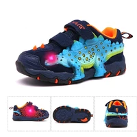 dinoskulls shoes boys genuine leather luminous sneakers kids glowing sneakers light up led shoes boys dinosaur flashing sneakers