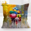 BlessLiving Colored Umbrella Cushion Cover Rainy Day Pillow Cover Oil Printed Pillow Case 45*45 Home Art Decor Dropshipping 1