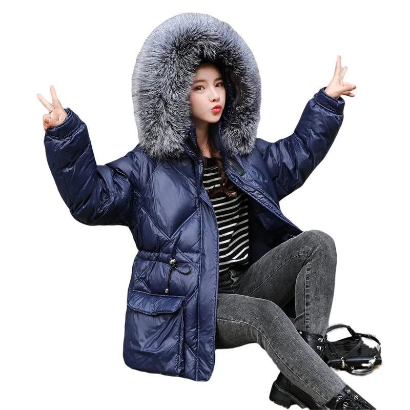 Горячая 2019 натуральным лисьим мехом Женская мода парка с гусиным пуховая куртка
