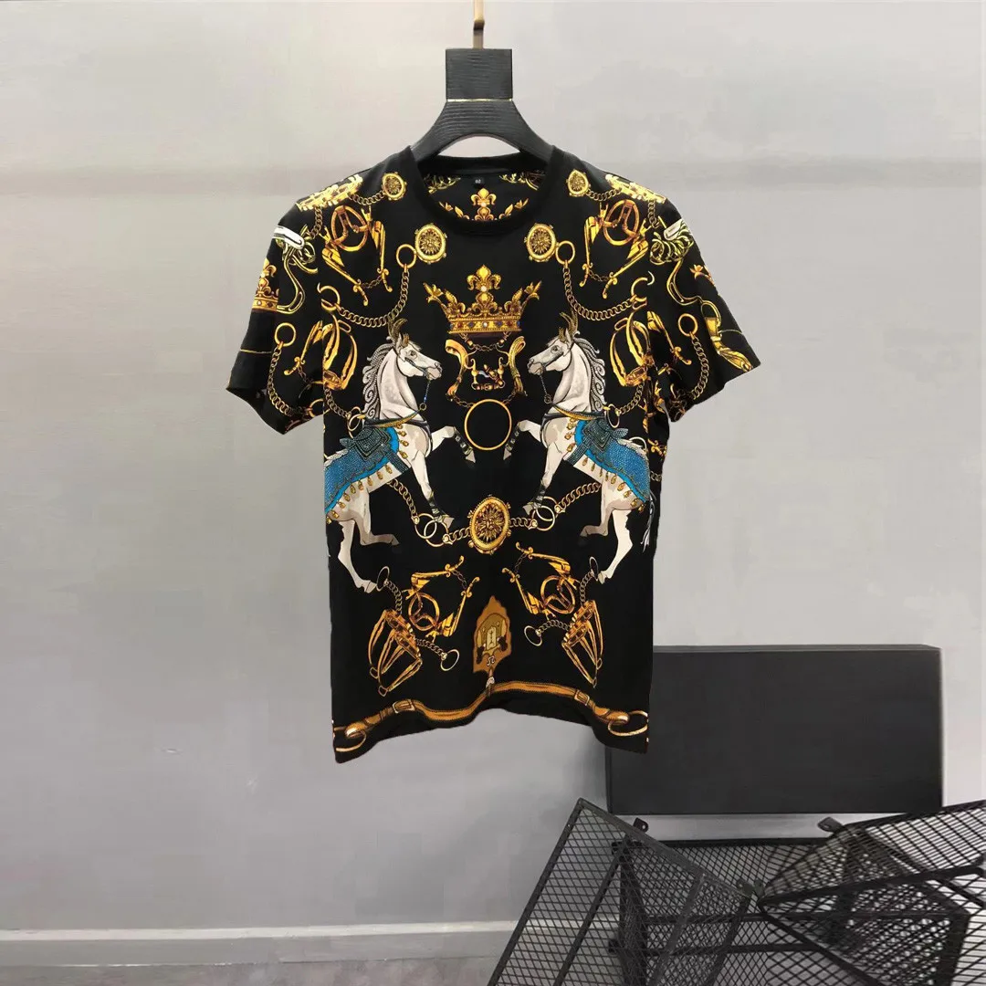 

Style High Europe quality Men's Diamonds casual T-shirts Top 2021 Summer High quality Tee For men B906