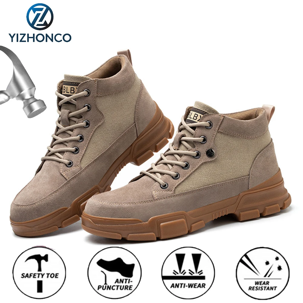 

Зимняя мужская защитная обувь, Мужская Рабочая обувь, противоударные дышащие рабочие ботинки со стальным носком, защитная обувь, защитные б...