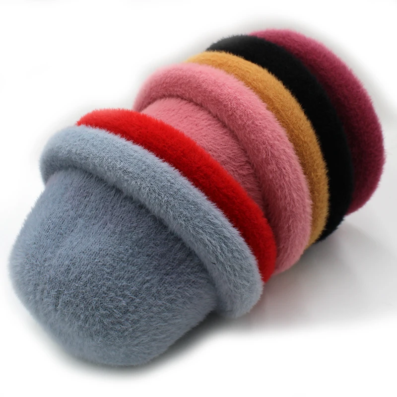 

[Rancyword] Wool Elegant Women Hat Dome Short Brim Hats Female British Retro Autumn Winter Basin Cap Faux velvet Hat RC2070