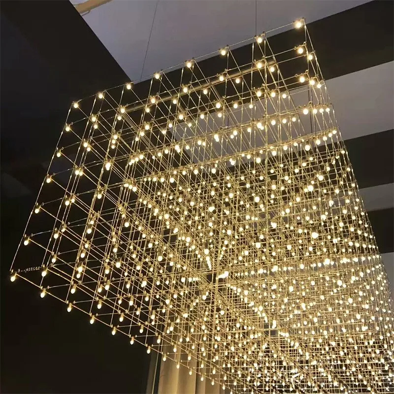 model house sales department sand table starry cube chandelier hotel lobby decoration project customized square lamp free global shipping