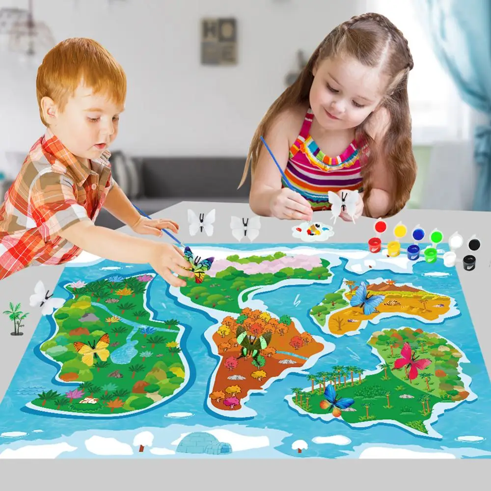 3d коврик для рисования детей и девочек с 2 персонажами творчества животными